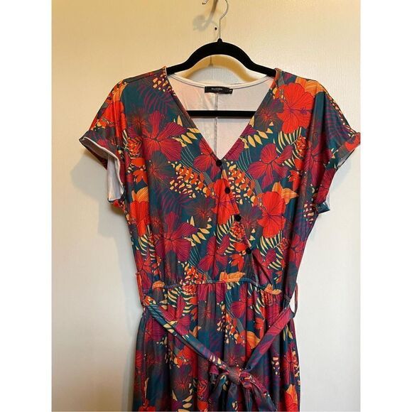 🔴 Faux Wrap tropical floral dress size S - Picture 7 of 15